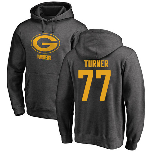 Men Green Bay Packers Ash #77 Turner Billy One Color Nike NFL Pullover Hoodie Sweatshirts